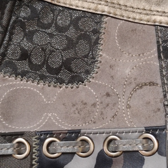 COACH VTG RARE Zoe Patchwork Metallic Hobo Shoulder Bag Stud Grommet Detail Y2K - Picture 9 of 9